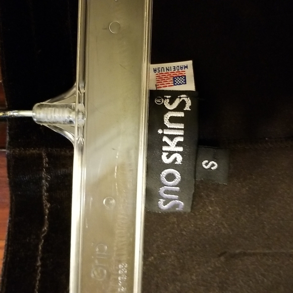 Brown stretch velvet pants by sno skins size small - Picture 3 of 4